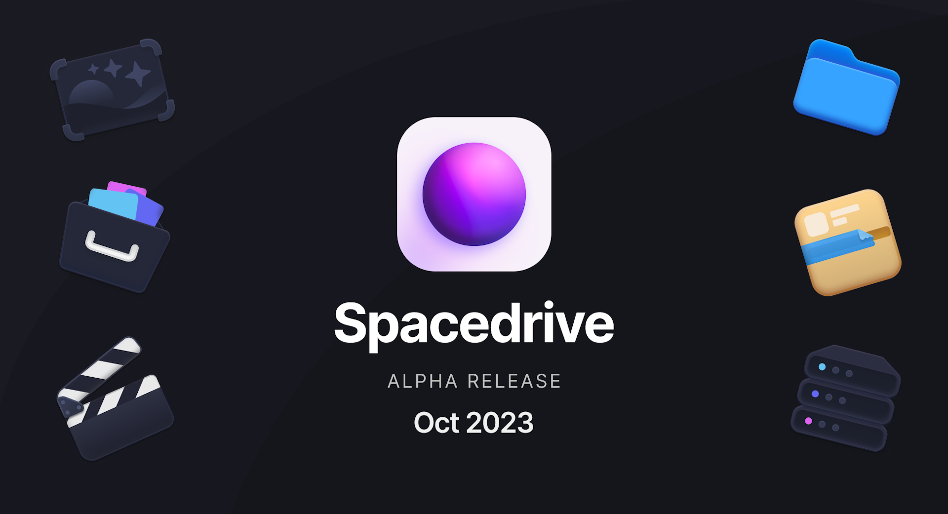 Spacedrive UI snapshot alongside logo